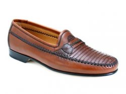 Mezlan "Regan" Tan Genuine Lizard And Italian Calfskin Loafer Shoes