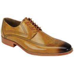 Giovanni "Luther" Scotch Genuine Calfskin Derby Lace-Up Perforated Shoes.