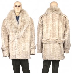 Winter Fur Pearl Men's Mink Paws Pea Coat M69Q01SA.