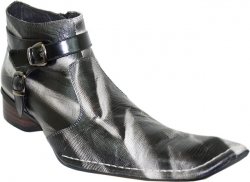 Zota Black/Grey Lizard Print Boots With Double Side Buckles 4H3838/7