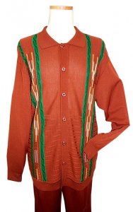 Creme De Silk Brown / Rust / Green / Multi Rayon Blend Knitted 2PC Outfit 1204/204