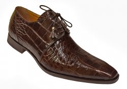 Mauri 53156 Sport Rust Genuine All-Over Alligator Belly Skin Shoes.