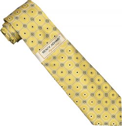 Stacy Adams Collection SA079 Gold / Black Honeycomb Design 100% Woven Silk Necktie/Hanky Set