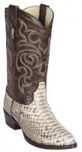 Los Altos Natural Brown Genuine Python Snakeskin Medium Round Toe Cowboy Boots 605749