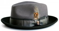 Bruno Capelo Charcoal Grey / Black Australian Wool Fedora Dress Hat MI-202