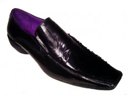 Giorgio Brutini Black Wrinkle Leather Fur Lining Loafers #159781