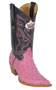 Los Altos Ladies Pink All-Over Ostrich Print 3X-Toe Cowboy Boots 3350325