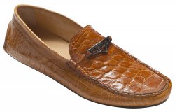 Mauri "Lugano" 3105 Cognac Genuine Ostrich Leg / Alligator Shoes