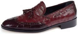 Mauri "Leonardo" 53129 Burgundy / Ruby Red Genuine Body Alligator / Ostrich Loafer Shoes.