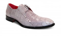 Fennix Italy "Logan" Grey Genuine Alligator Lace-Up Dress Shoes.