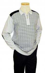 Luxton White / Black Pull-Over Microsuede Sweater Outfit SW107