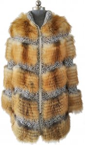 Winter Fur Ladies Red Genuine Fox 3/4 Coat W02Q01RF.
