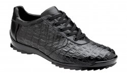 Belvedere "Germano" Black Genuine Crocodile / Calfskin Sneakers.