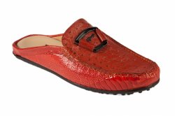 Mauri 3463 Red Genuine Ostrich Leg / Ostrich Half Shoes.