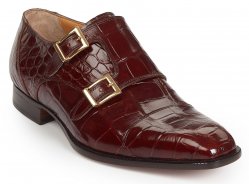 Mauri "Via Spiga" 4560 Gold Genuine All-Over Body Alligator Dress Shoes With Double Monk Strap
