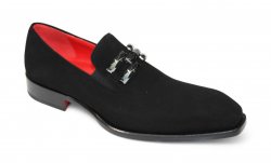 Emilio Franco "Francesco" Black Genuine Italian Suede Leather With Bracelet Loafers.