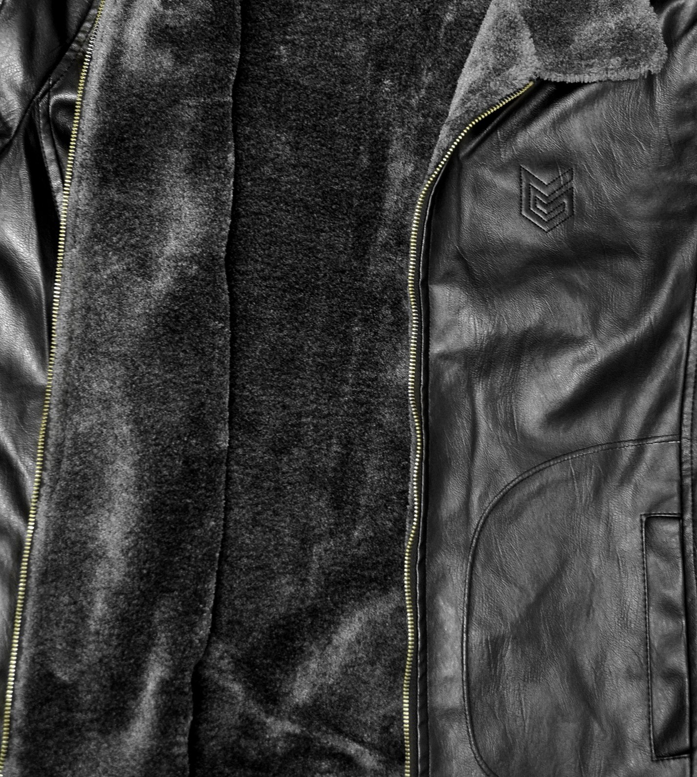 Black PU Leather Aviator Jacket