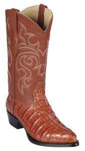 Los Altos Cognac Genuine Caiman Tail Snip Toe Cowboy Boots 990103