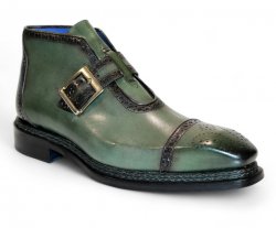 Emilio Franco "Aldo" Green Genuine Italian Calfskin Leather Ankle Dress Shoes.