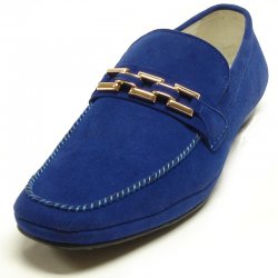 Encore By Fiesso Blue Suede Loafer Shoes With Bracelet FI3083
