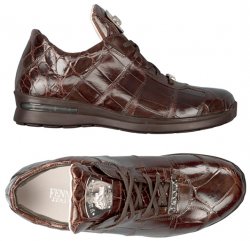 Fennix Italy 3265 Chocolate All-Over Genuine Alligator Sneakers