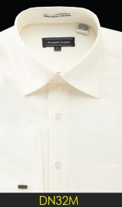 Avanti Uomo Solid Cream Cotton Blend Dress Shirt With French Cuffs DN32M