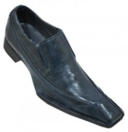 Antonia Zengara Denim Blue Leather Square Toe Loafer Shoes 401683
