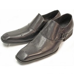 Fiesso Black Genuine Leather Loafer Shoes With Buckle FI8214
