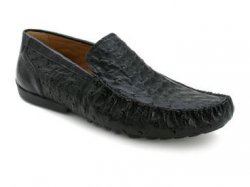 Mezlan Platinum Collection "Banff" Black Genuine Ostrich Quill Driver Loafer Shoes