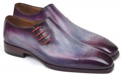 Paul Parkman ''901F89" Purple Genuine Calfskin Leather Side Lace Plain Toe Shoes.