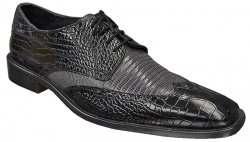 Stacy Adams "Amato" Black/Grey Crocodile / Lizard Print Shoes 24823-975