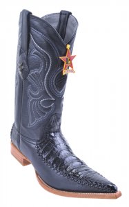 Los Altos Black Genuine Crocodile With Deer 3X Toe Cowboy Boots 95T8205