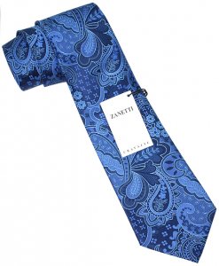 Zanetti Royal Blue Paisley Design 100% Woven Silk Necktie