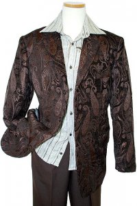 Pronti Brown Paisley Design Velour Blazer B9010