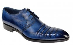 Duca Di Matiste "Pesaro" Navy Genuine Calfskin Leather Lace-Up Dress Shoes.