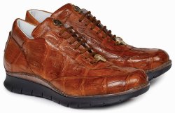 Mauri "Borromini" 8932 Cognac Genuine Body Alligator Hand Painted Sneakers.