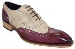 Duca Di Matiste 3000 Burgundy / Taupe Genuine Italian Calfskin Dress Shoes.