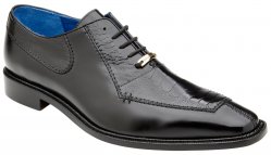 Belvedere "Biagio" Black Genuine Ostrich Leg / Soft Calf Shoes.