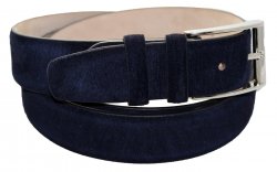 Emilio Franco "B1" Navy Genuine Leather Suede Belt