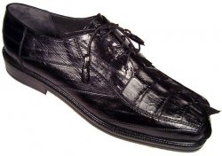 Romano "Lucas" Black Genuine Crocodile Tail/Eel Shoes