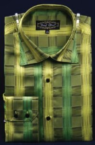 Daniel Ellissa Green Mens Fancy Polyester Shirt With Button Cuff FSS1403