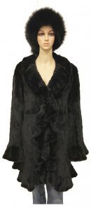 Winter Fur Ladies Black Genuine Mink Knitted 3/4 Coat W09QBK.