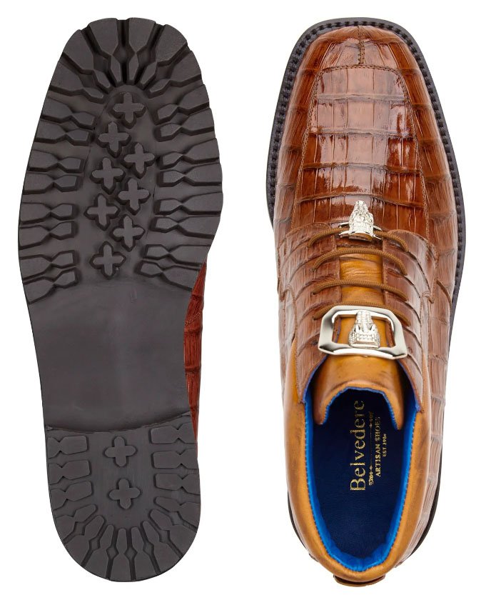 Side of Belvedere Black Crocodile Derby Oxford Shoes