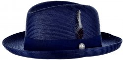 Bruno Capelo Navy Blue Braided Godfather Straw Hat GF-204