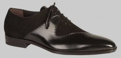 Mezlan "Charlotte" Black Genuine European Calfskin / Suede Oxford Shoes 16415-1.