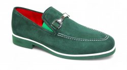 Emilio Franco "Nino II" Green Genuine Italian Suede Leather With Bracelet Loafers.