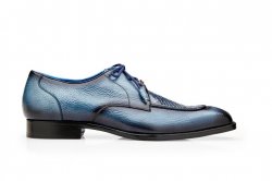 Belvedere "Libero" Ant. Blue Safari Moc-Toe Genuine Ostrich Leg and Quilted Leather Dress Shoes R83.