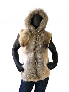 G-Gator Natural Mouton Sheepskin Vest With Hood / Genuine Fox Fur 6500.