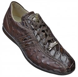 Fennix "3114" Brown Genuine Alligator / Ostrich Casual Sneakers