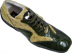 Mauri "8983" Olive / Taupe Genuine Alligator / Ostrich Sneakers